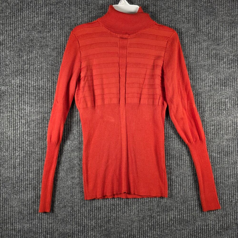 By Design Womens M Red Ribbed Turtleneck Sweater Fitted Stretch